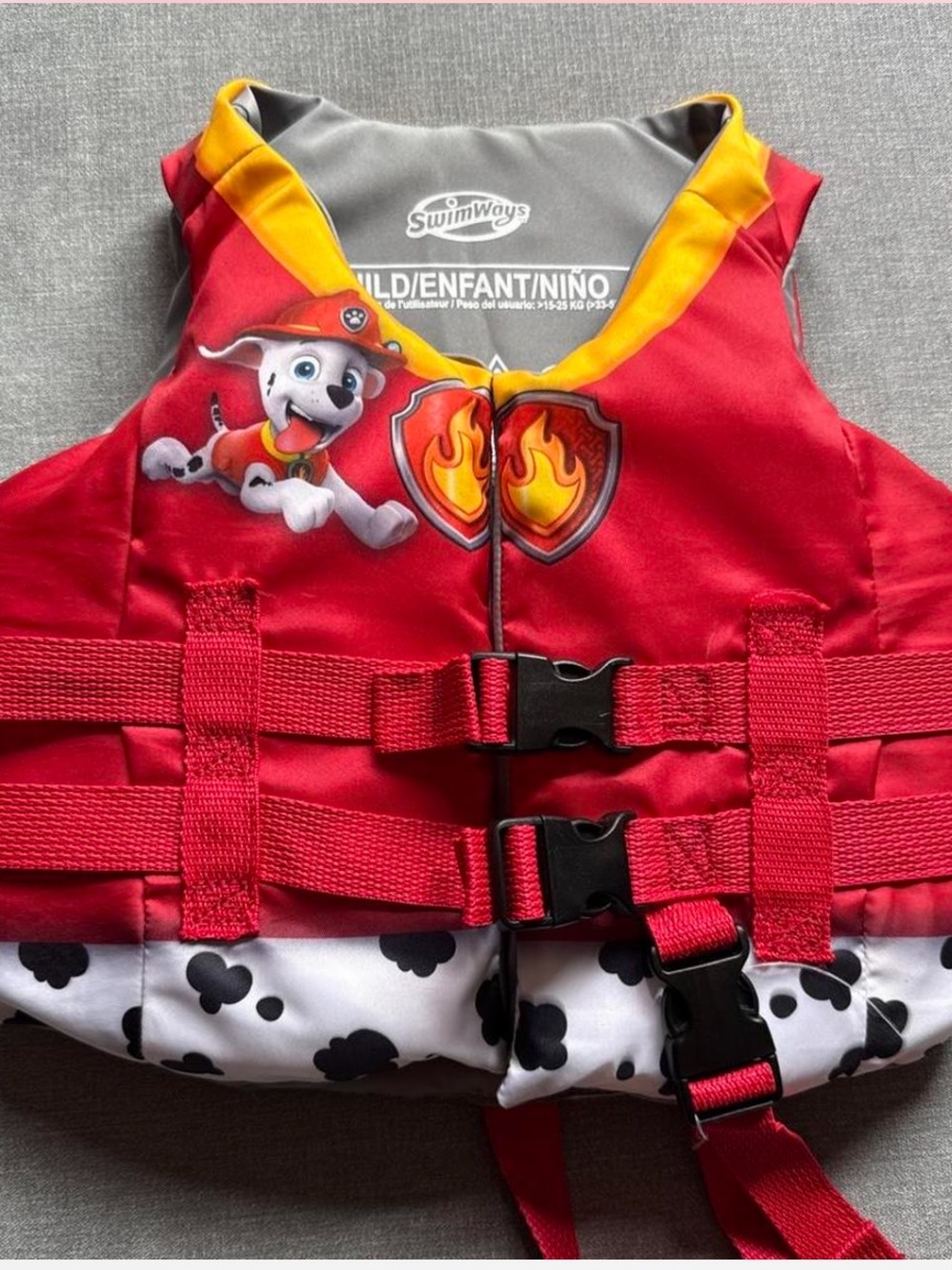 Paw Patrol Marshall Kids Life Jacket with Flame Badge SwimWays Vest 33-55 lbs